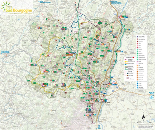 carte touristique de la bourgogne Carte touristique du Pays Sud Bourgogne – clunisois.fr